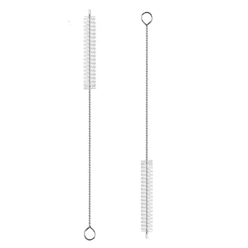 2 Pack Straw Cleaner Brush, Reusable Metal Handles Straw Cleaner Brush Extra Long for Stanley Mug 40, 30, 20 oz, 10mm Wide Straw Cleaner Brush for Sippy Cup, Water Bottle and Tubes (Clear+Clear)