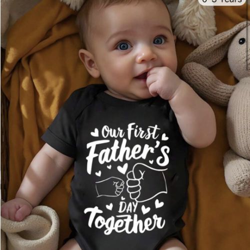 Baby Boy Father's Day Gift, Casual Fashion Love Fist Bump Graphic Letter Print Round Neck Short Sleeve Bodysuit Father S Day Baby Clothes Dad Baby Clothes Father S Day Baby Outfit Personalized Baby Clothes First Father S Day