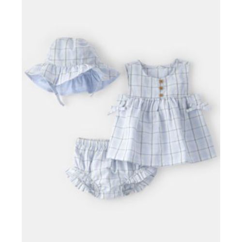 Baby Girls' Gingham Pull-On Dress, Hat and Diaper Cover, 3-Piece Set