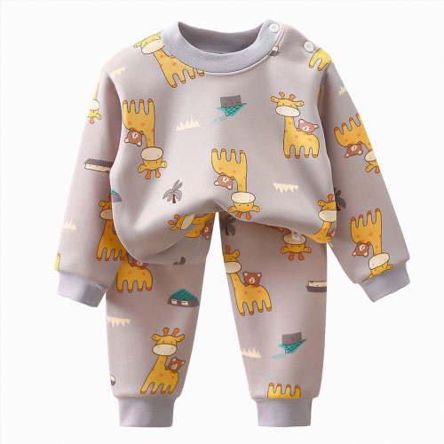 Kogui Toddler Boys Cotton Pajamas Set Long Sleeve Soft 2 Piece Playful Print Pjs 9 12 Months (Grey,9-12 Months)
