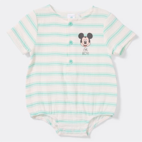 Disney Baby Mickey Mouse Stripe Woven Romper - Lime