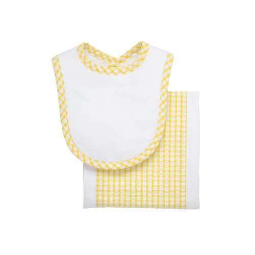 Big Check Drooler Bib & Burp Set