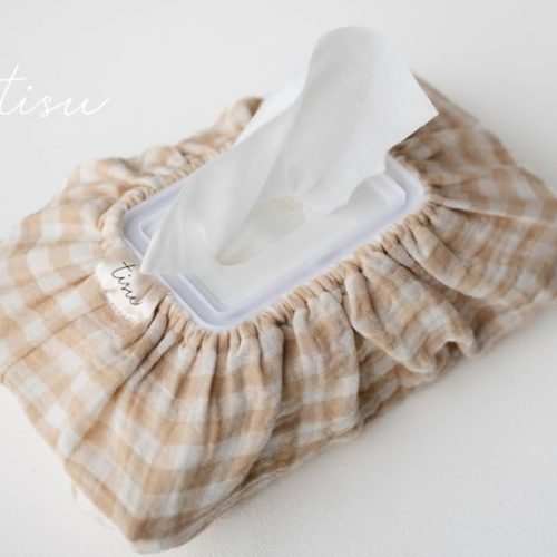 Baby Wipes Cover – Universal Size, One Size Fits All Wipes Packages | Muslin Cotton Tissue Cover for Nursery, Diaper Bag & Changing Table, Station | Gingham & Neutral Patterns (Beige Gingham)