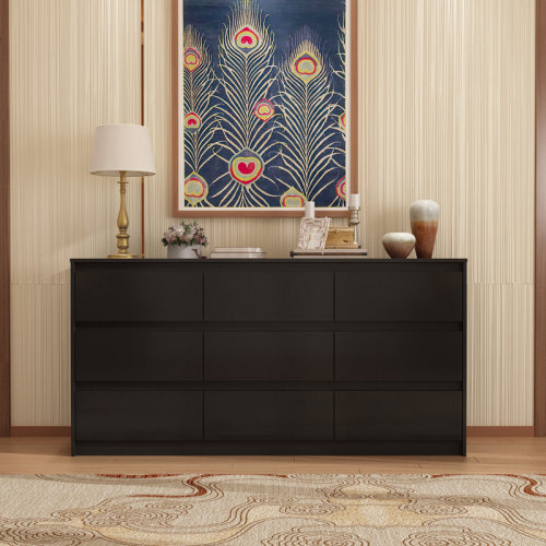Ebern Designs Chest Of Drawers 9 Drawer Dresser, Wood Dresser 9 Drawer Chest & Reviews | Wayfair