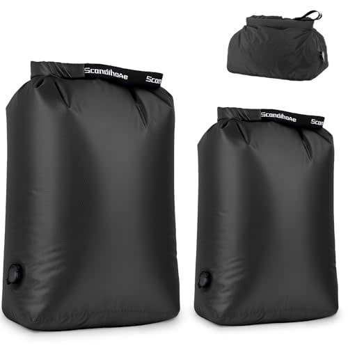 Travel Laundry Bag, Pump-Free Vacuum Compression Dirty Clothes Bag, Reusable Waterproof & Washable Laundry Bag, Wet and Dry Bag, Ideal for Suitcases, Road Trip Essentials (2 Pcs, M+L) Black