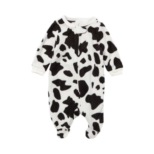 Cow Print Fleece Footie