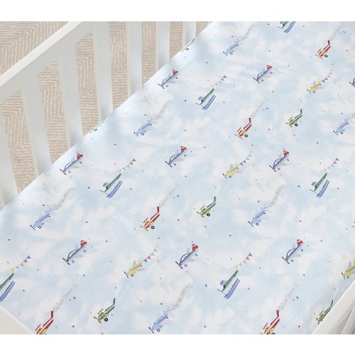 Airplanes Organic Crib Fitted Sheet
