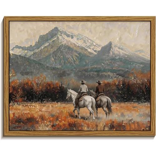 Vintage Western Style Framed Wall art, Western Rural Style Decorative Paintings, Funny Western Wall Decor Painting , Retro Western Art Prints. Suitable for Bathroom/Bedroom and Living Room Wall Decoration 10 x 8 Inch