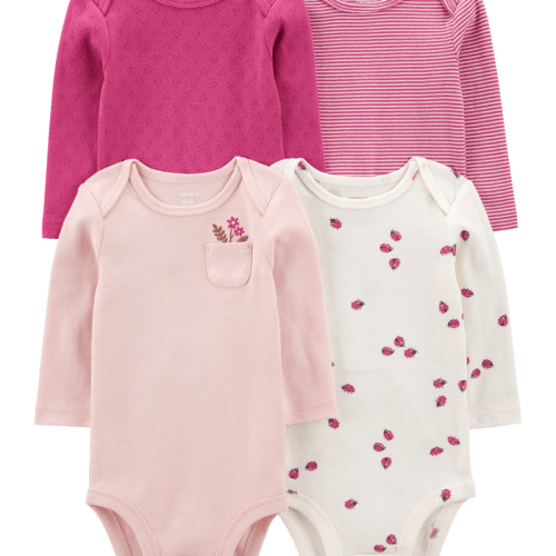 Multi Baby 4-Pack Long-Sleeve Botanical Bodysuits | Carter’s Oshkosh Canada