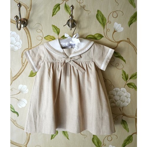 Edgehill Collection x Megan Karp Baby Girls James Sailor Short Sleeve Bow Detail Dress