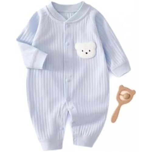 KaKa Co. Baby Long Sleeve Bodysuit Rompers, 100% Cotton, Soft & Hypoallergenic One-Piece Outfit for Infants 0-12 Months