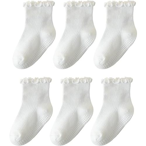ANYANIME 6 Pairs Ruffle Socks for Baby