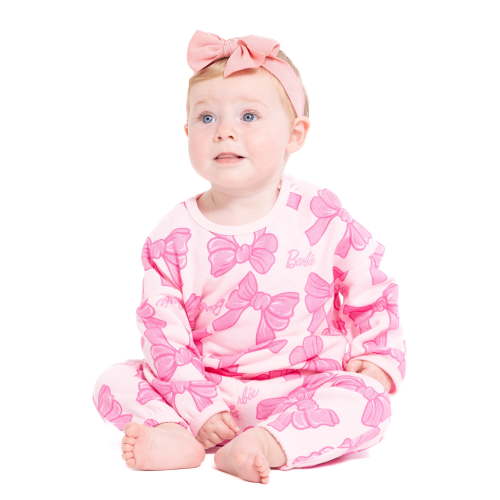 Barbie Baby Girls Bubble Sleeve Printed Sweatshirt and Joggers Set, 2-Piece, Sizes 0/3M-24M