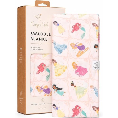 Copper Pearl Swaddle Blankets for Newborns | Soft Stretchy Receiving Blankets for Boys and Girls | Large 46 x 46 Inch Baby Blankets | Lightweight and Breathable Swaddles | Disney Princess
