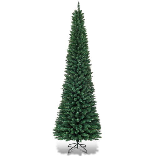Costway 7Ft PVC Artificial Pencil Christmas Tree Slim Stand Green