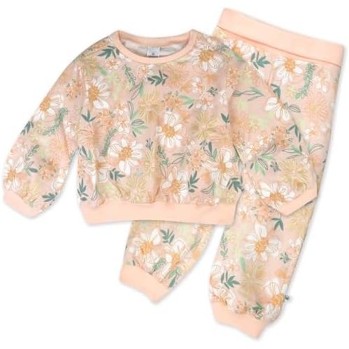 0-3M HonestBaby Unisex-baby 2-Pack Crewneck Sweatshirt and Sweatpant Set 100% Organic Cotton for Toddler, Baby Boys, Girls