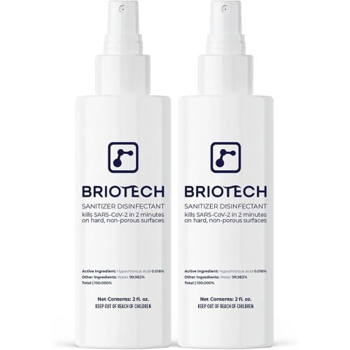 BRIOTECH Sanitizer Disinfectant, Hypochlorous Acid, Travel, 2 oz, 2-Pack