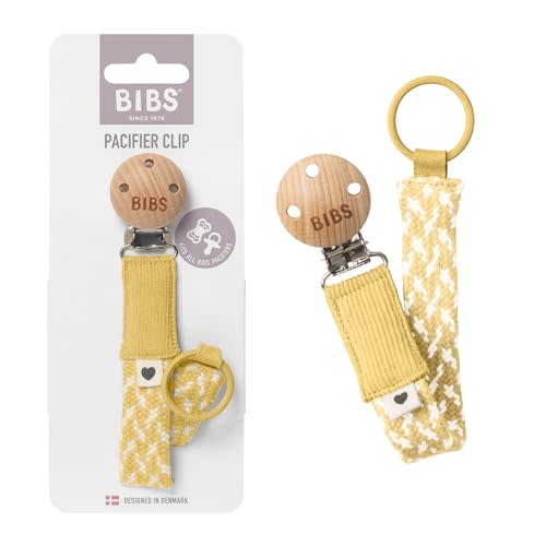 BIBS Paci Braid Dummy Chain Organic Cotton Danish Design, One Size (0-36 Months), Pale Butter | Pacifier Chain Holder | Secure One-Handed Attachment | No More Dropped Pacifiers
