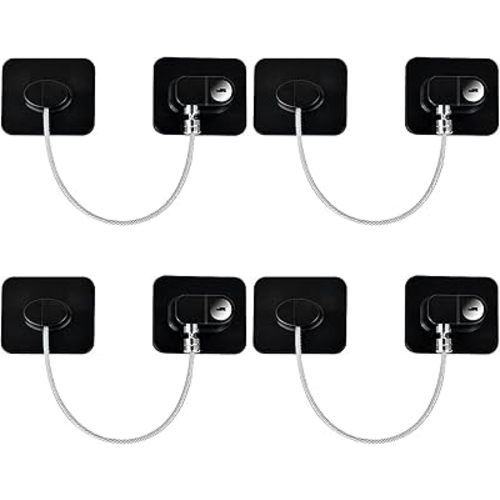 YEYA Refrigerator Locks with Keys 4 Pack, Baby Proof Cabinet Locks