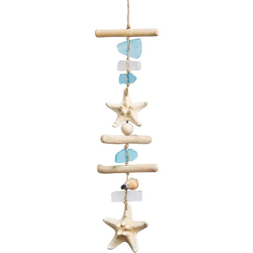 JQAQJU Sea Glass Wooden Nautical Wall Decor Coastal Starfish Bathroom Decor