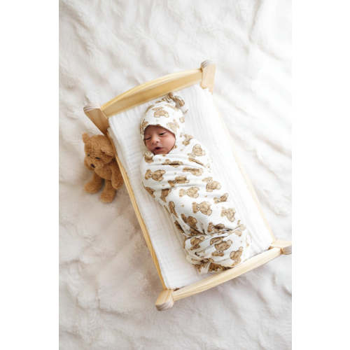 Beary Sweet Bamboo Waffle Oversized Swaddle Blanket