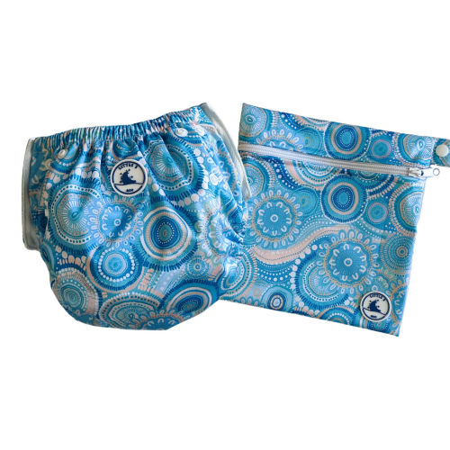 Little E and Co Reusable Swim Nappy & Mini Wet Bag Combo - Called Home to the Ocean