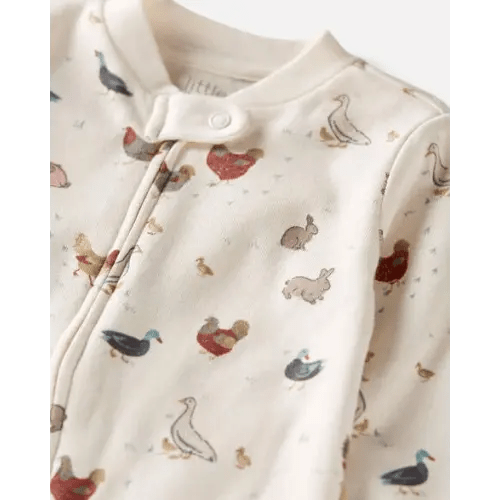 Baby Organic Cotton Sleep & Play Pajamas in Farm Friends