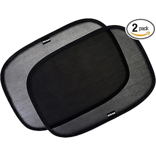 2-Pack Car Window Shades by Enovoe - 19 x 12 in Side Window Cover for SUVs, Sedans, and Trucks - Protects Baby from UV Rays and Glare - Cling Design for Easy Use - Plain