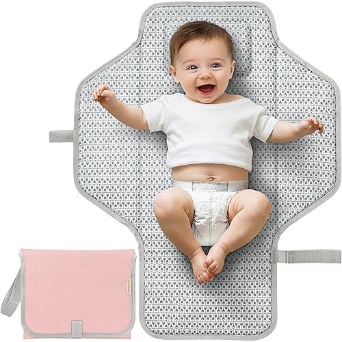 KeaBabies Portable Changing Pad for Baby, Travel (Sweet Pink)