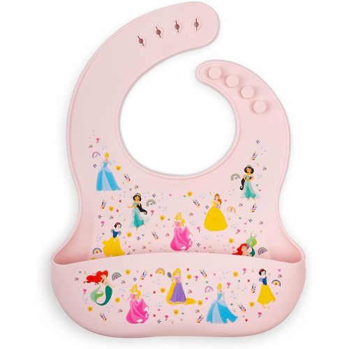Simple Modern Disney Silicone Bib for Babies, Toddlers | Lightweight Baby Bibs for Eating with Food Catcher Pocket | Soft Silicone with Adjustable Fit | Bennett Collection | Princess Rainbows - Silicone Baby Bib - - Disney: Princess Rainbows