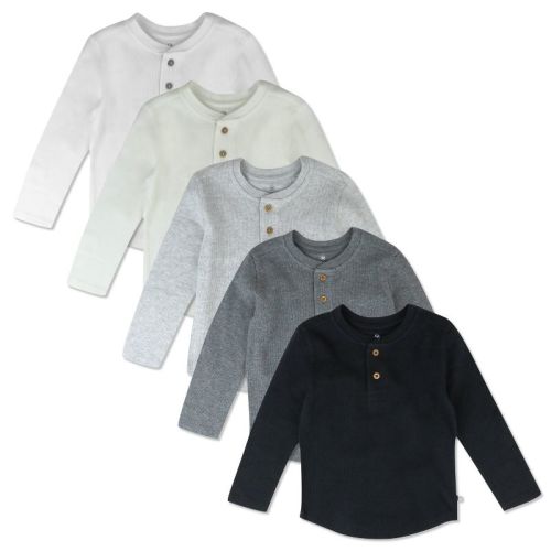 5-Pack Waffle Henley Black Ombre 6-9m