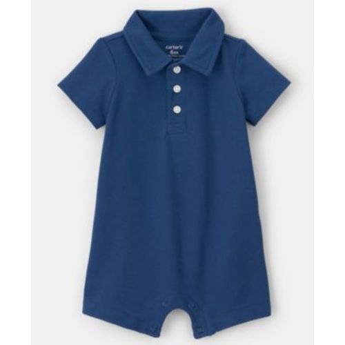 Baby Boys' Pique Polo Short-Sleeve Romper, 3M