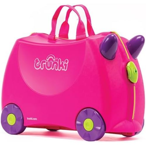 Trunki Ride-On Kids Suitcase | Tow-Along Toddler Luggage | Carry-On Cute Bag with Wheels | Kids Luggage and Airplane Travel Essentials: Trixie Girl Pink