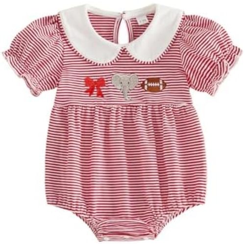 Baby Girl Football Outfit Short/Long Sleeve Stripe Romper 6-12M