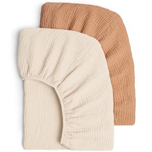 Lulu Moon Muslin Crib Sheets - Fitted Crib Mattress Sheets for Boys and Girl - 28"x 52", 2 Pack