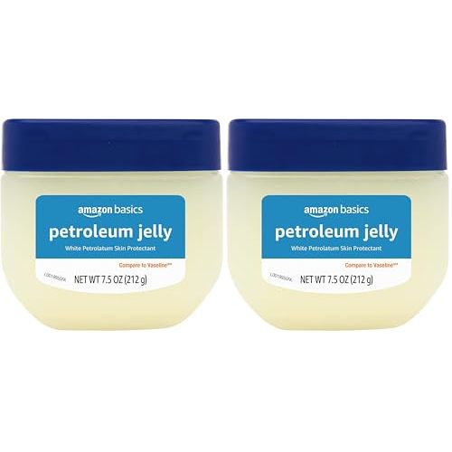 Amazon Basics Petroleum Jelly White Petrolatum Skin Protectant, Unscented, 7.5 oz, 2-Pack, (Previously Solimo)