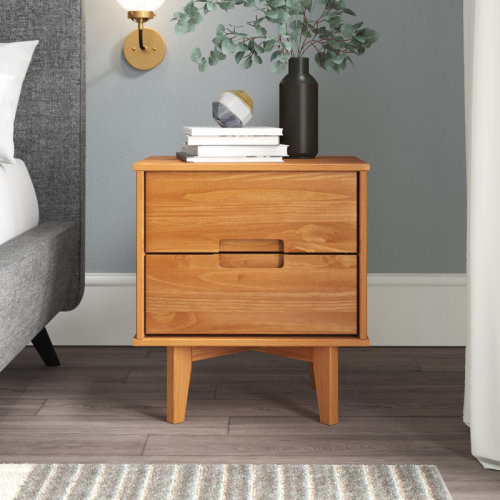 George Oliver Solid Wood Groove 2-Drawer Nightstand & Reviews | Wayfair