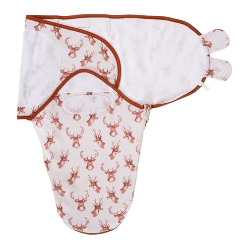 LollyBanks Baby Swaddle, 100% Soft and Breathable Cotton Swaddle Sack for Boys and Girls 3-6 Months, Lightweight Infant Sleep Sack with Easy Change Zipper, Baby Essentials (Deer Head Print)