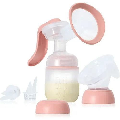 Frida Mom 2-in-1 Breast Pump: Manual Hand Pump & Hands-Free Automatic Suction Cup, Dual-Mode, Wireless Milk Collector, Ergonomic Handle, SoftFeel Flange for Breastfeeding