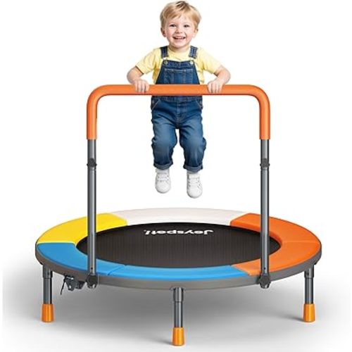 3FT Foldable Trampoline for Kids - 36” Mini Small Trampoline with Handle Bar, Height-Adjustable, Max Load 100LBS, Ideal for Toddler Baby Jumping Mats & Outdoor Workout Adventures