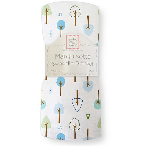 SwaddleDesigns Marquisette Swaddle Blanket - Cute & Calm - True Blue