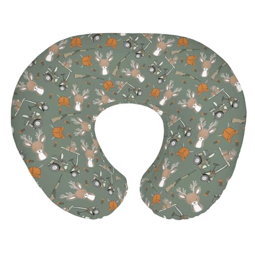 Boys Kids Hunting Baby Nursing Pillow Covers for Boy Girl Camouflage Deer Hunting Nursing Pillowcase for Breastfeeding Pillows Animal Hunt Hunter Soft Stretchy Slipcovers for Newborn Infant Green