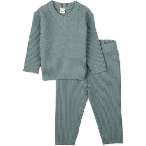 Mixed Knit Pullover Sweater Set