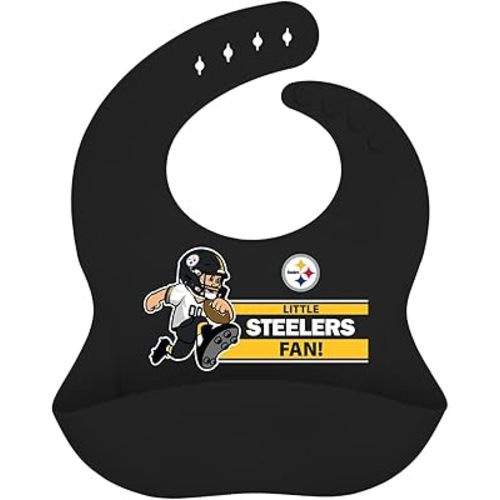 Baby Fanatic Pittsburgh Steelers Silicone Bib - Premium Quality, Educational, and Fun Activity for Kids and Families - Great Gift Idea for Holidays, Birthdays, and Everyday Playtime