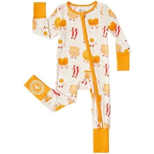 PATPAT Baby Footies Boys Girls - Bamboo Viscose - Zipper & Non-Slip Soles Romper Mitten - Footed & Footless Infant Clothes