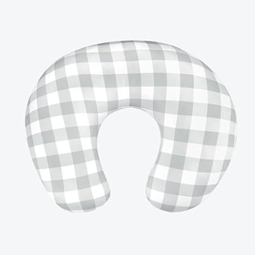 2 Pack Nursing Pillow Covers, Removable Nursing Covers for Breastfeeding Pillows, Stretchy and Soft Breastfeeding Pillow Slipcover for Baby Girls Boys Newborn (Grey, Grey Checkerboard)