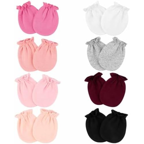 8 Pairs Baby Mittens Unisex, Newborn Mittens No Scratch Cotton Mitten, Newborn Essentials for 0-6 Months Boys Girls