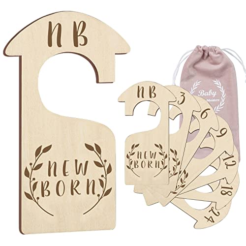 [Upgrade]Premium Wood Baby Closet Dividers Double Sided Set of 7 from Newborn to 24 Month,Baby Closet Organizers,Nursery Decor,Baby Clothes Organizers (DoubleSided-3)