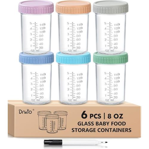 6 pcs Baby Food Storage Containers 8 Oz Small Glass Jars with Lids