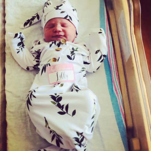 Olive Leaf Newborn Baby Knot Gown & Hat Set